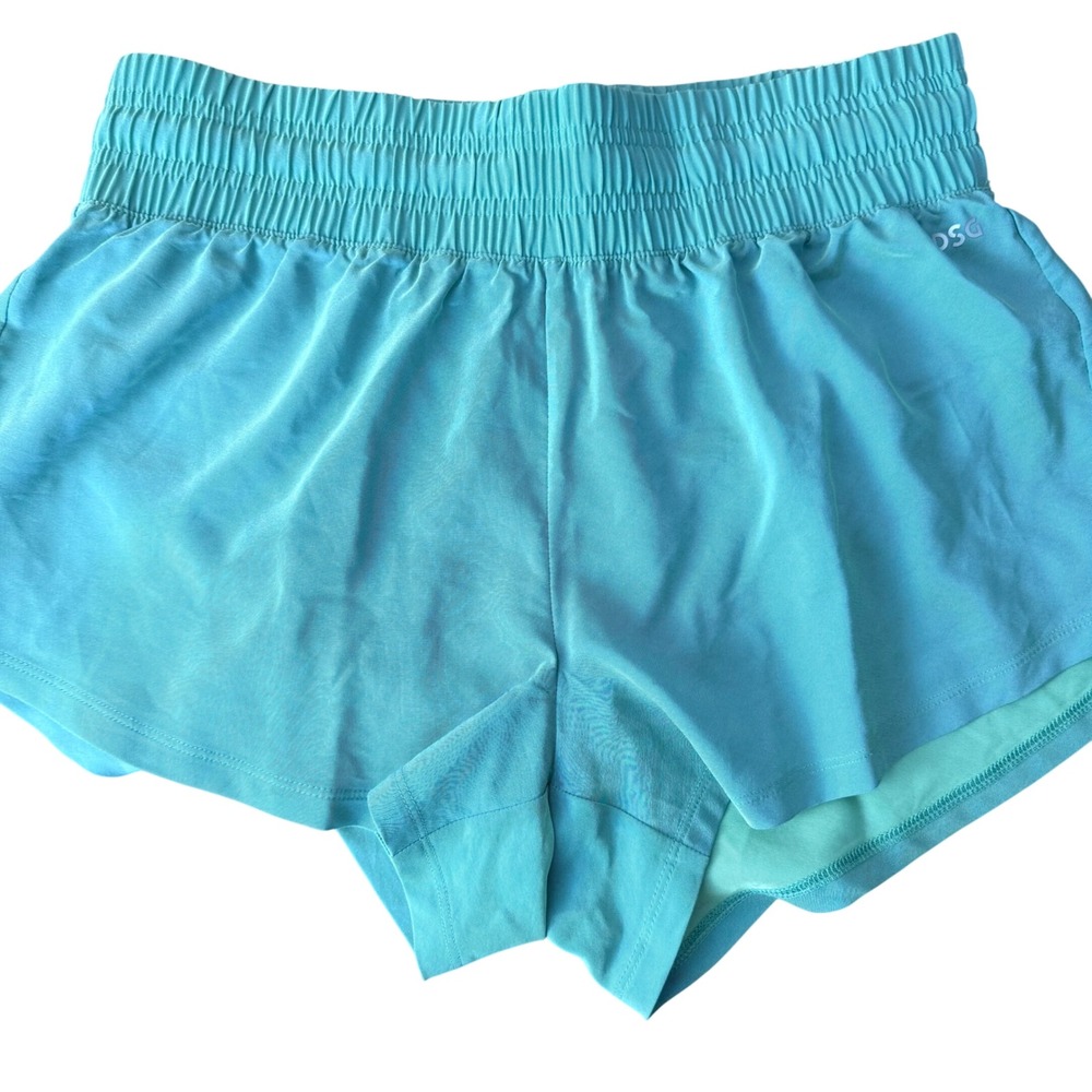 DSG Womens High Rise 3 Inch Running Shorts Teal Green Smocked Waist Small NWT
